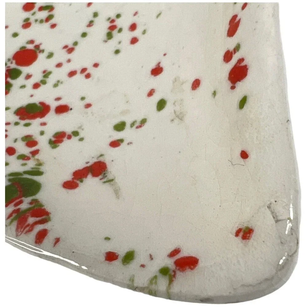 Atlantic Mold Ceramic Christmas Bell Plate Dish Platter Splattered Green Orange